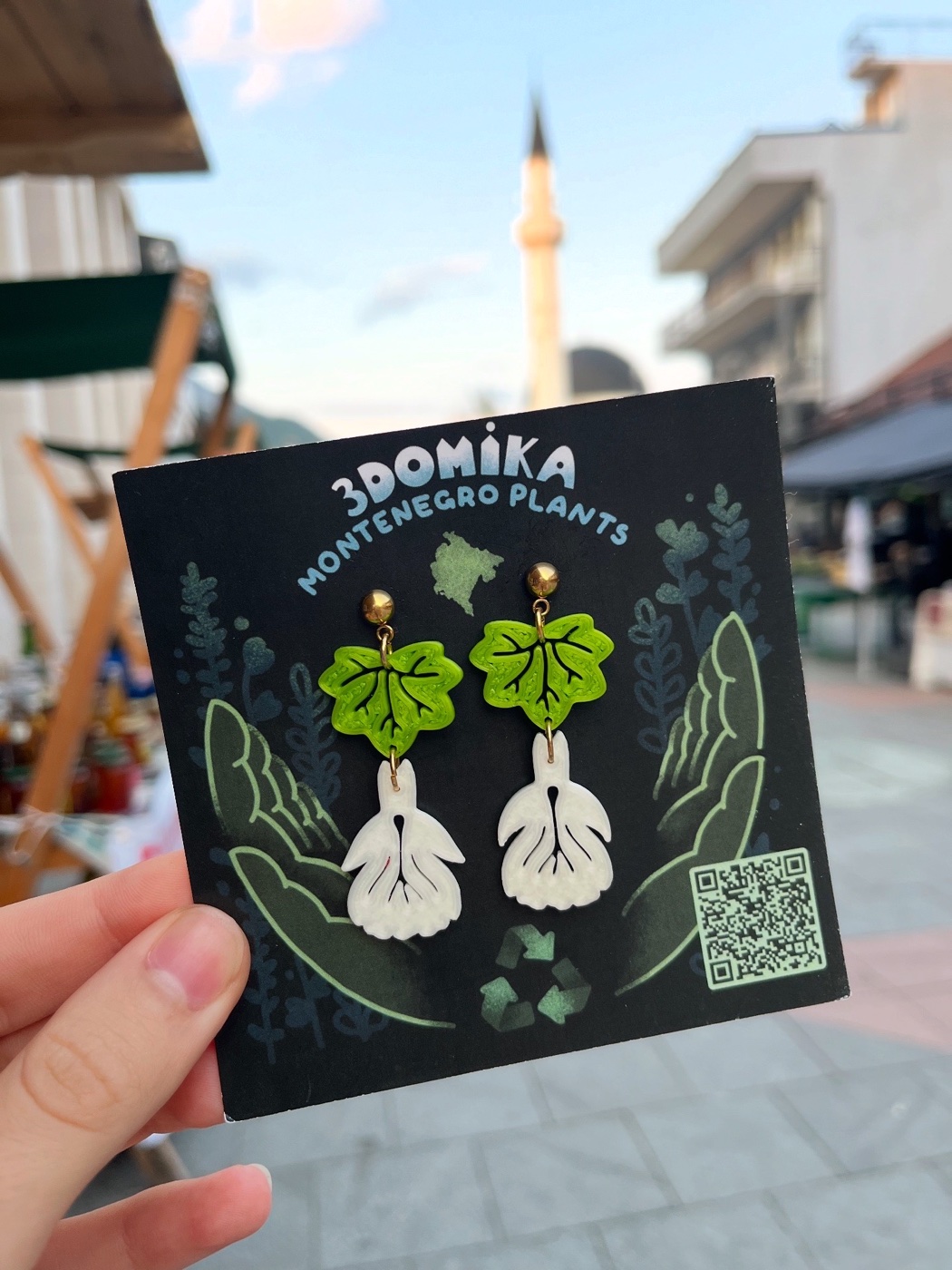3Domika Montenegro Plants earrings photographed in Budva